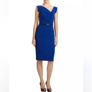 Black Halo NWOT Jackie o dress cobalt blue sleeveless belted wedding office 10